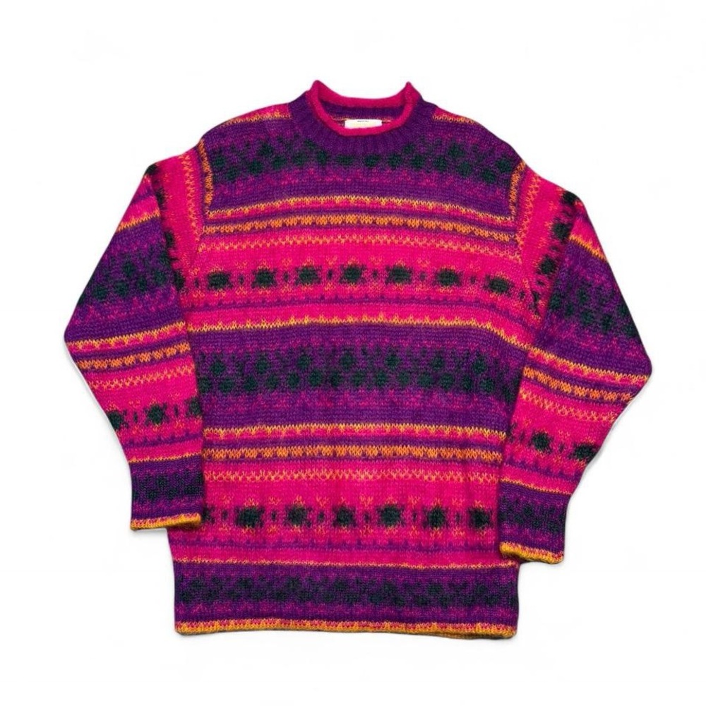 VTG 90s United colors of Benetton mohair geometric fair isle sweater 48 womens M